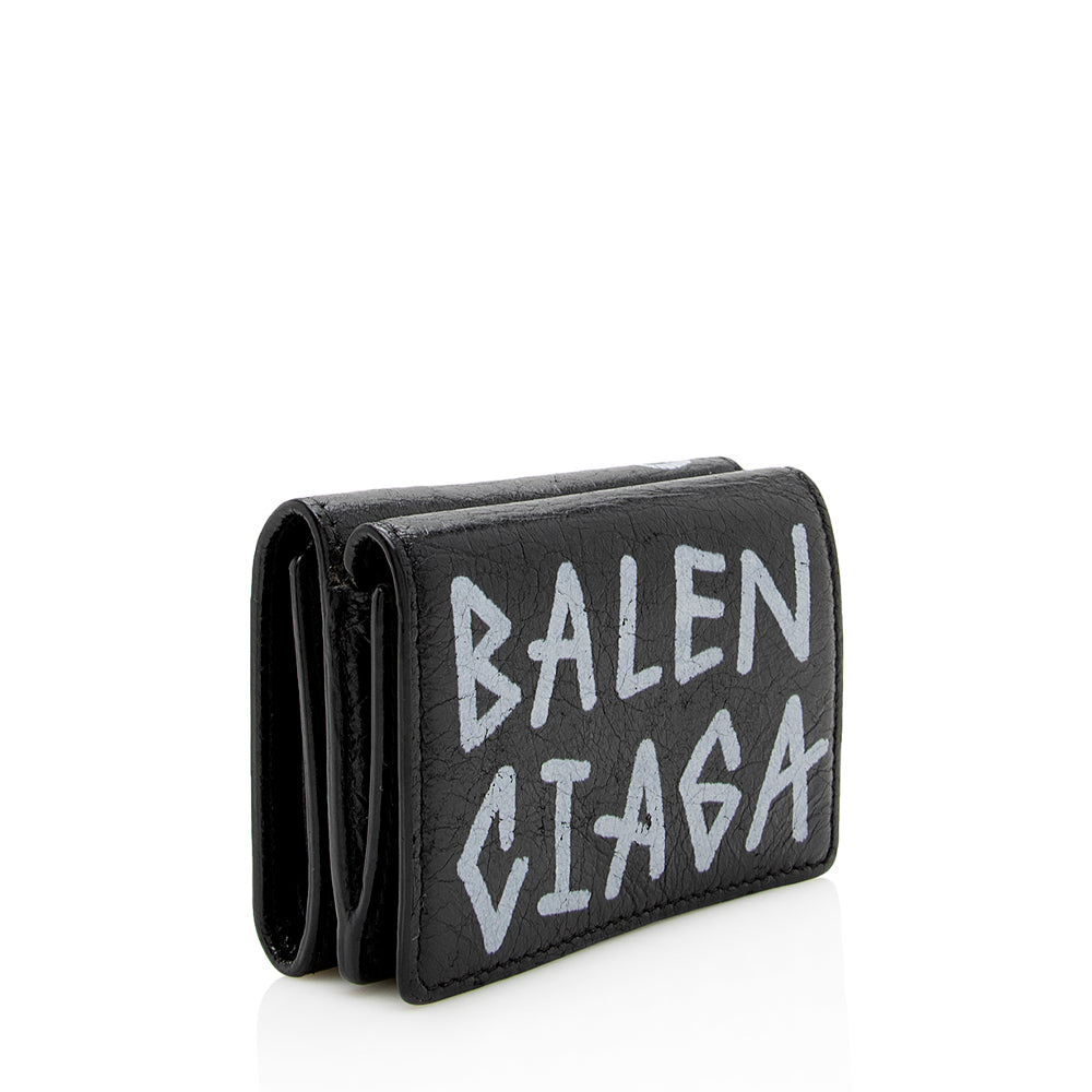 Balenciaga Leather Graffiti Mini Wallet