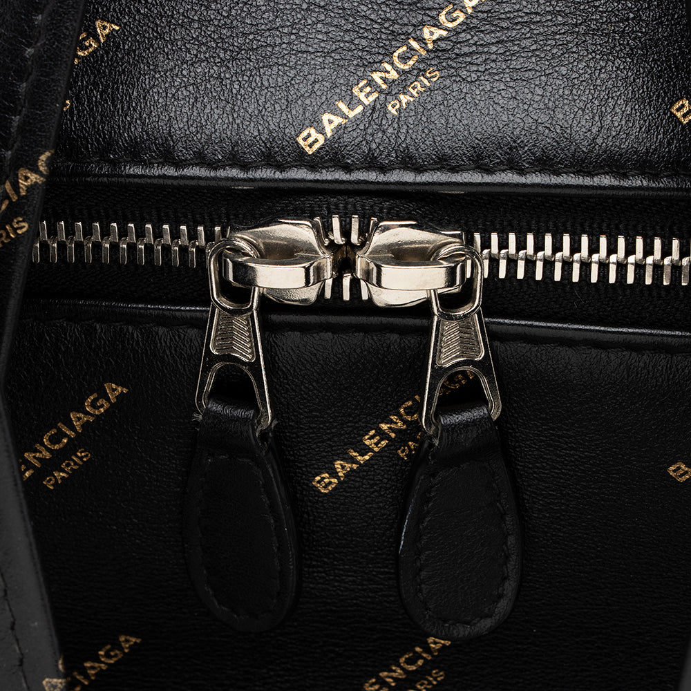 Balenciaga Leather Logo Bazar Medium Tote