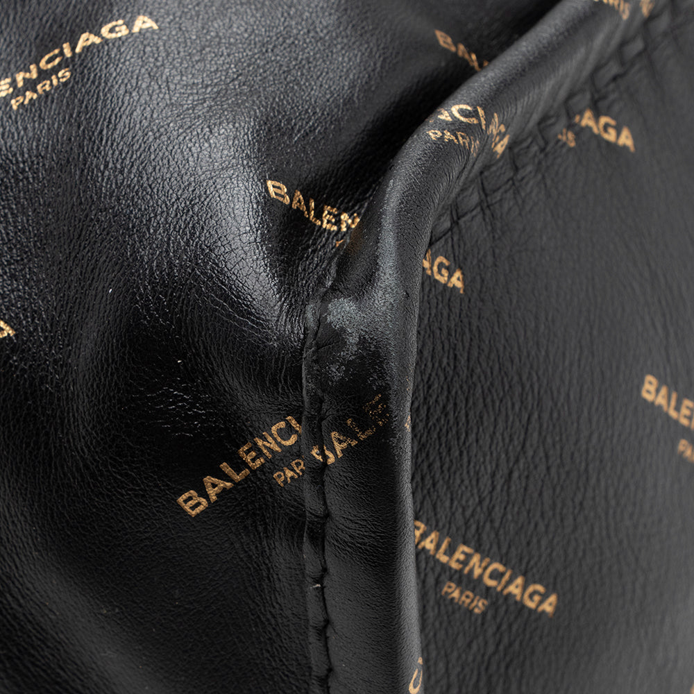 Balenciaga Leather Logo Bazar Medium Tote