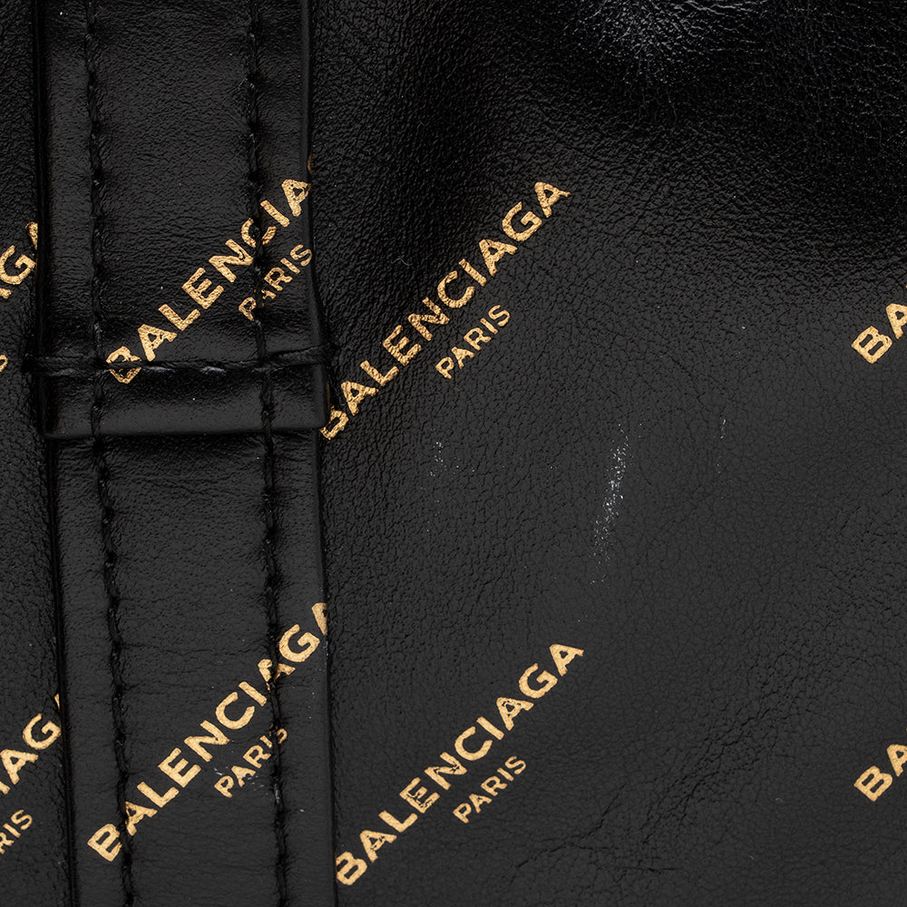 Balenciaga Leather Logo Bazar Medium Tote