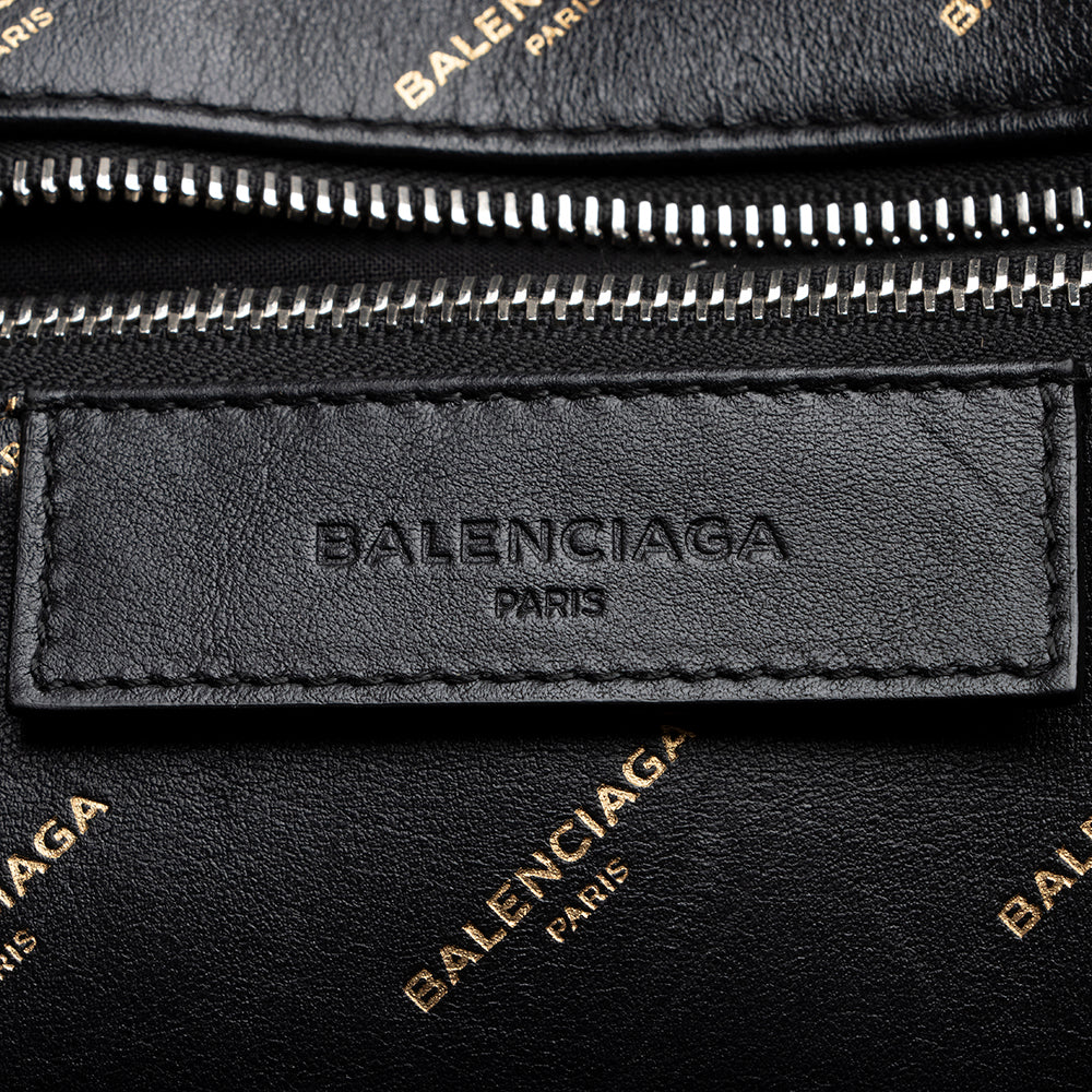 Balenciaga Leather Logo Bazar Medium Tote