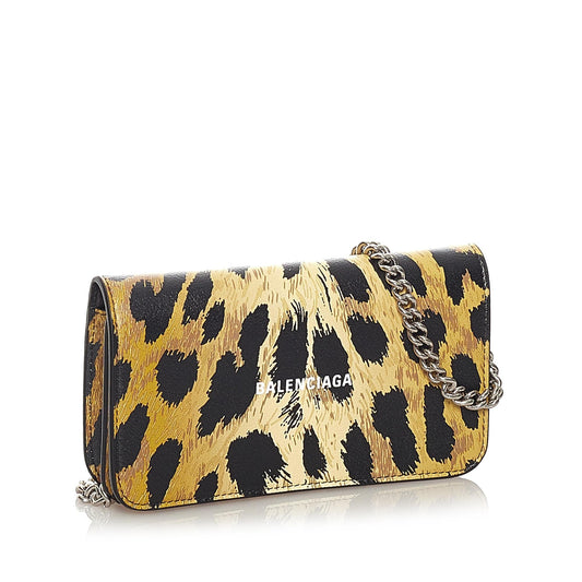 Balenciaga Leopard Print Leather Shoulder Bag