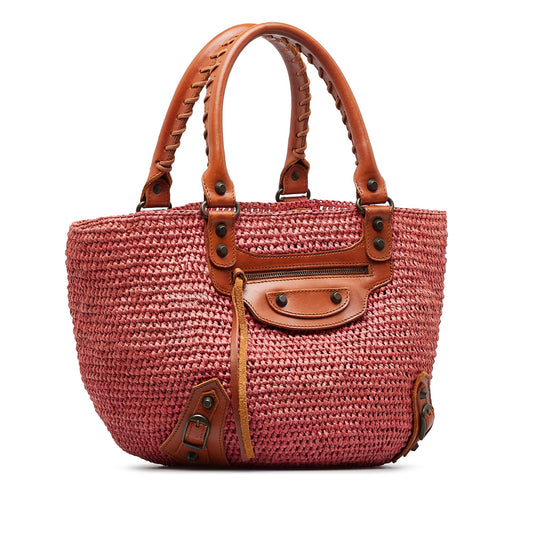 Balenciaga Motocross Classic Raffia Panier Handbag