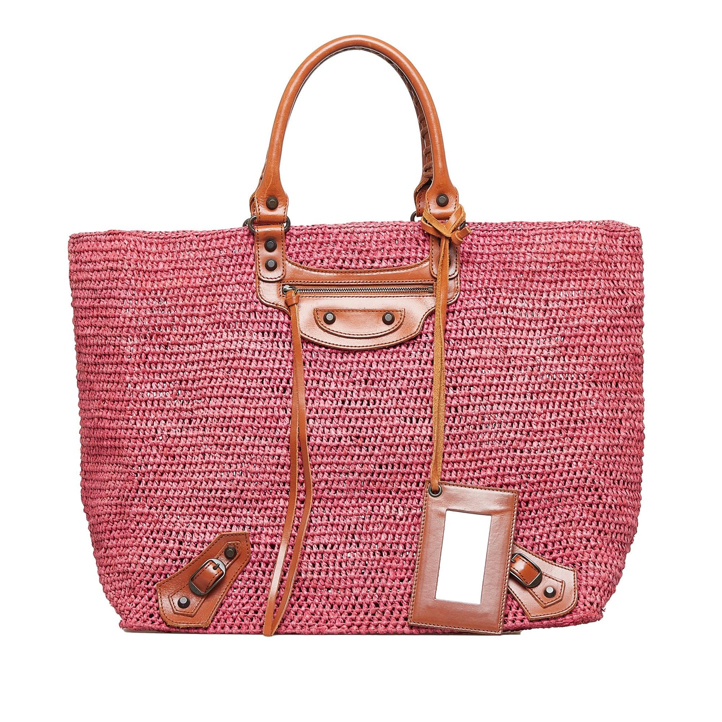 Balenciaga Motocross Classic Raffia Tote