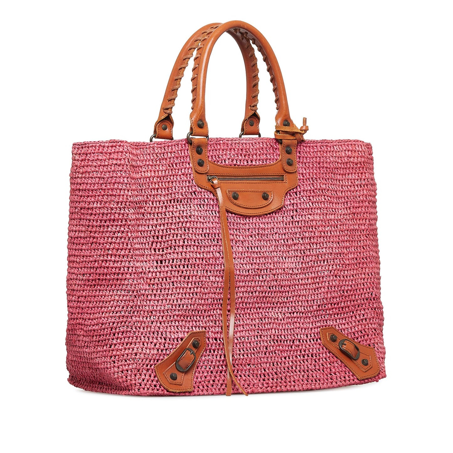 Balenciaga Motocross Classic Raffia Tote