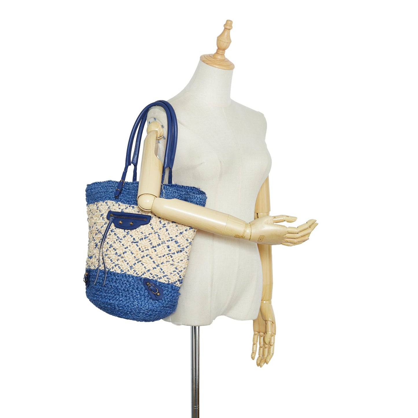 Balenciaga Motocross Panier Raffia Tote