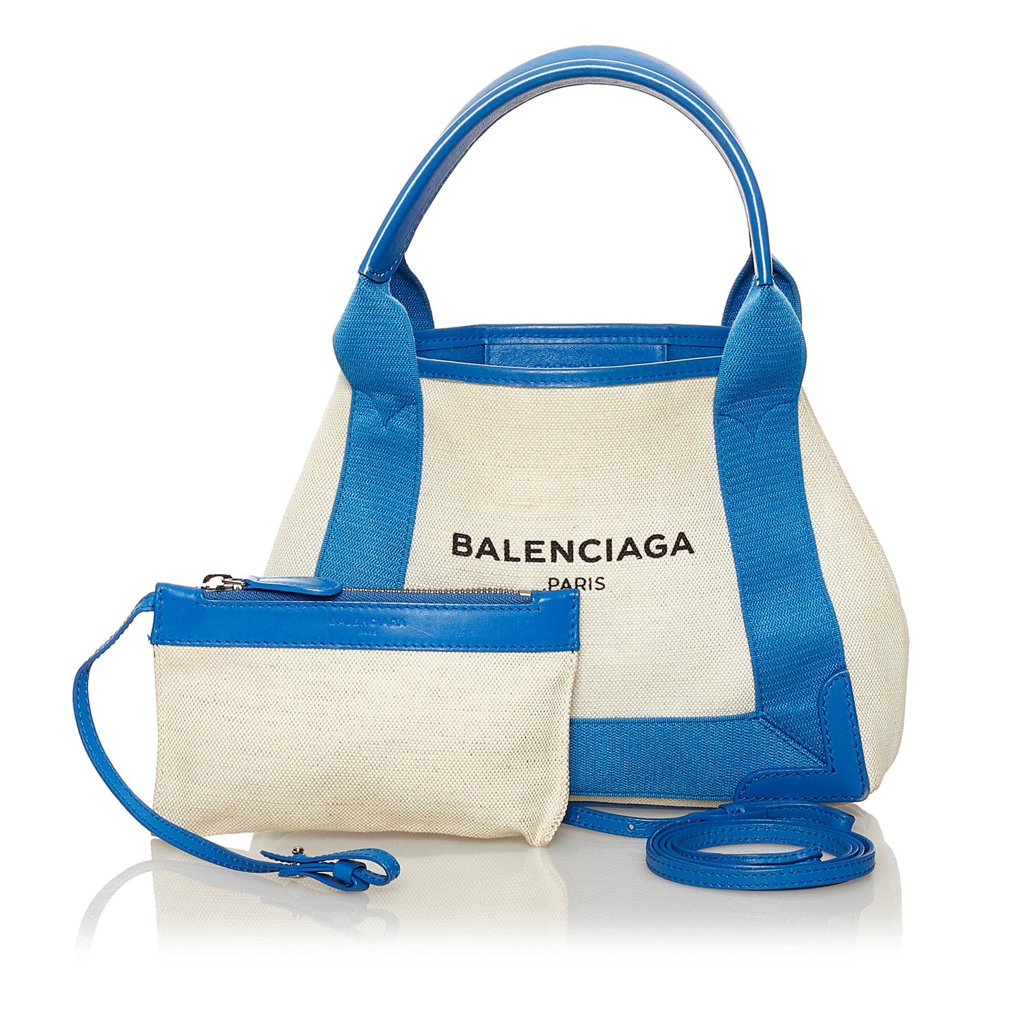 Balenciaga Navy Cabas XS Canvas Satchel