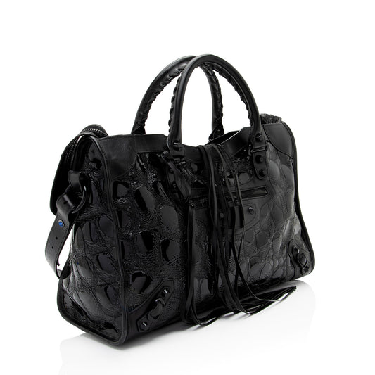 Balenciaga Patent Embossed Leather Classic City Satchel