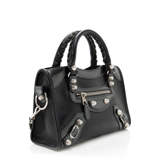 Balenciaga Patent Matte Calfskin Metal Edge City Mini Satchel - FINAL SALE