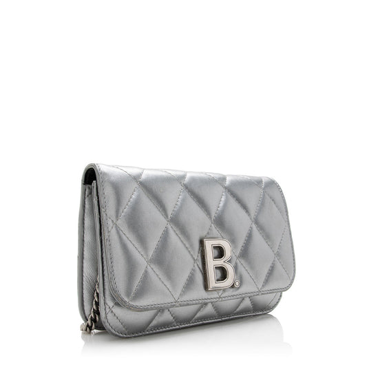 Balenciaga Quilted Metallic Leather B Dot Shoulder Bag