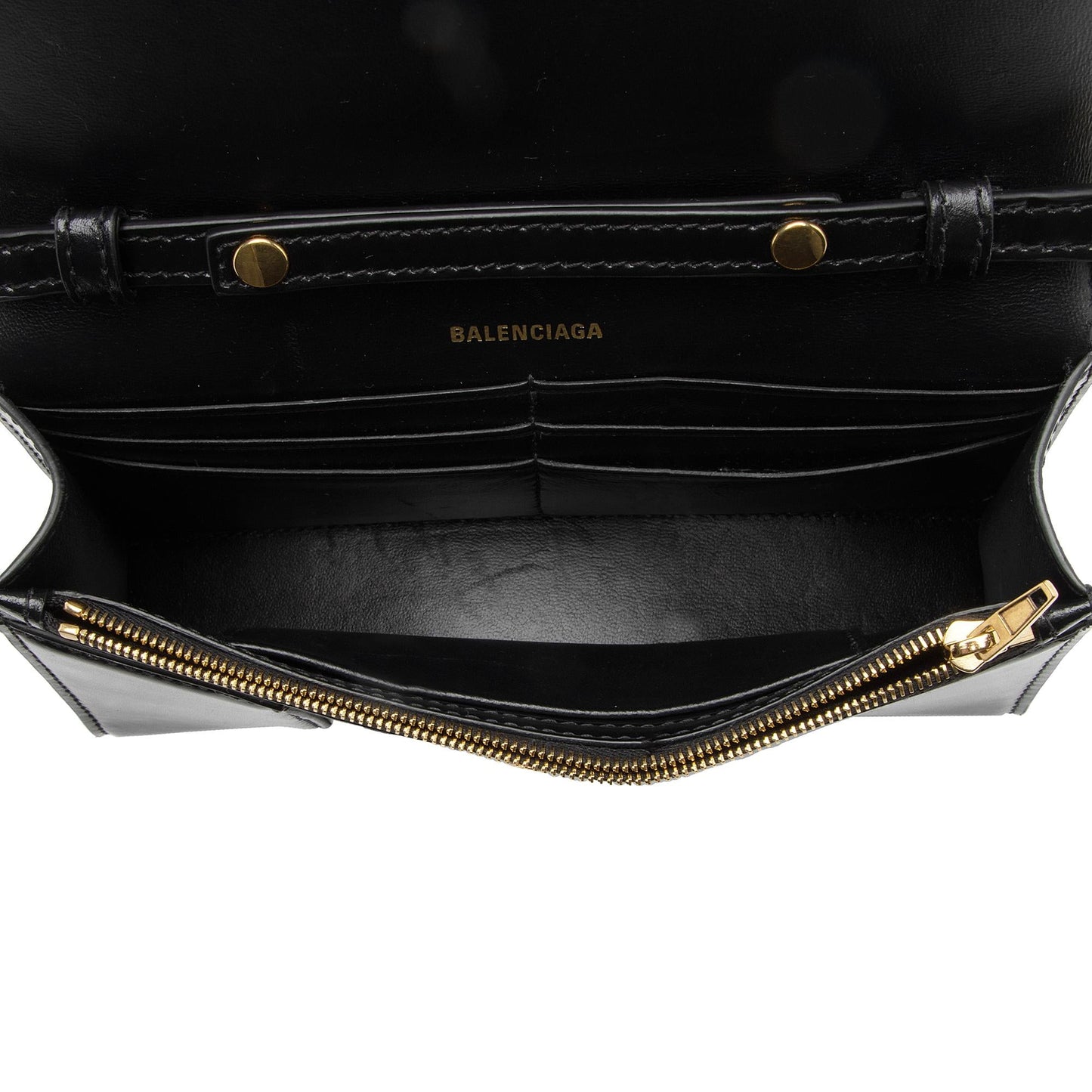 Balenciaga Shiny Calfskin Hourglass Wallet on Chain Bag