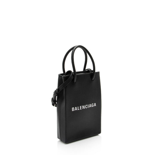 Balenciaga Textured Calfskin Phone Holder Crossbody