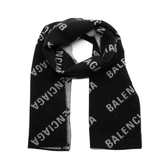 Balenciaga Wool Allover Logo Scarf