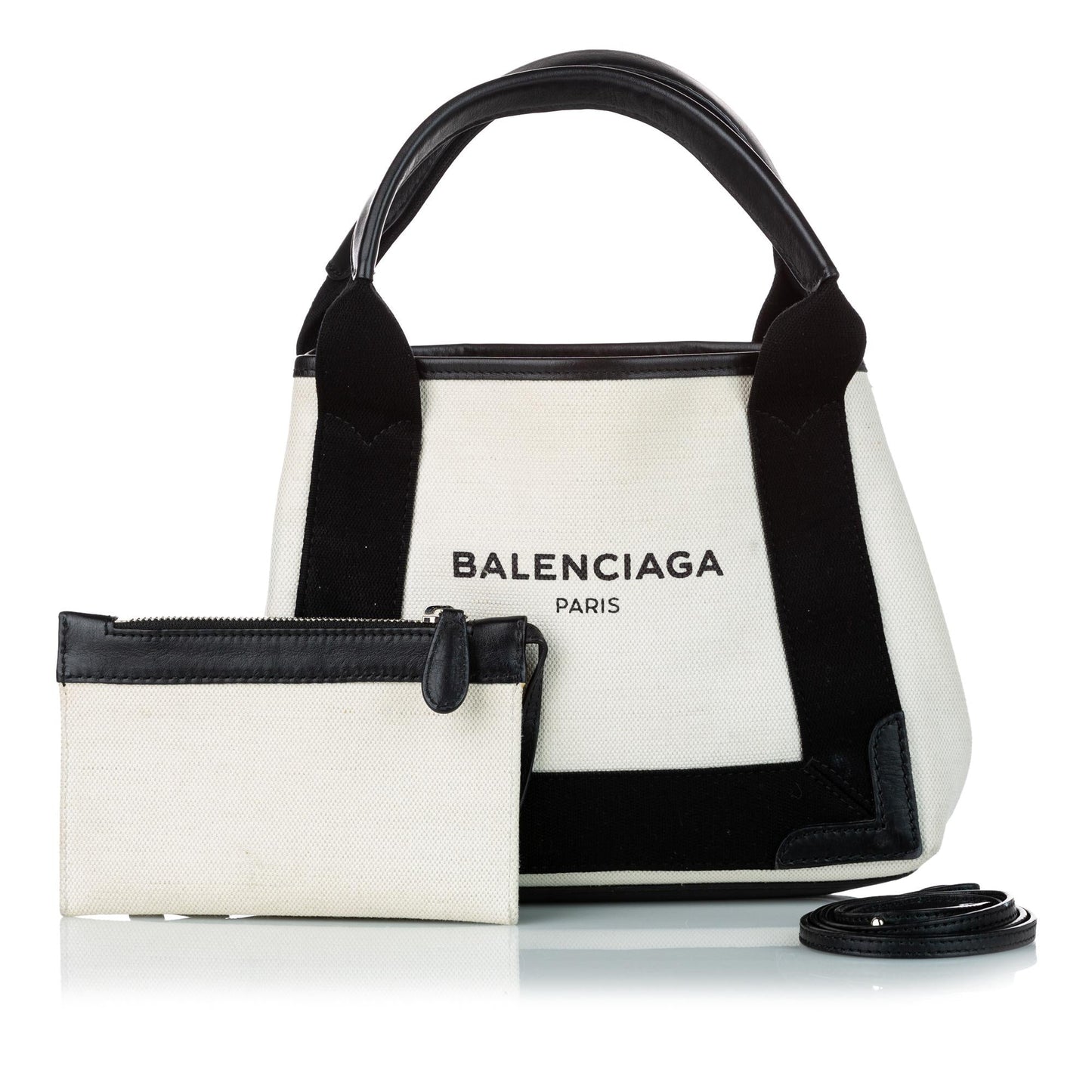 Balenciaga XS Navy Cabas Canvas Satchel