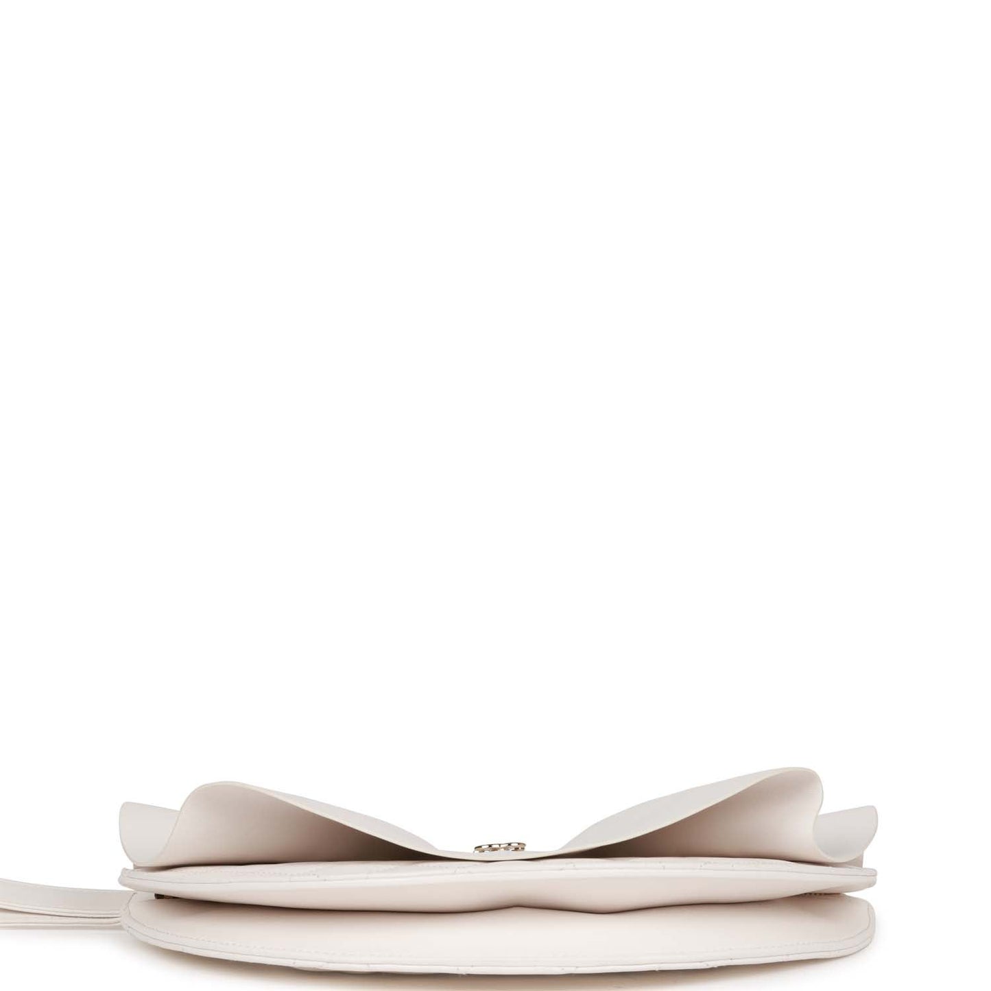 Chanel Ruffle Clutch with Wristlet White Lambskin Light Gold Hardware