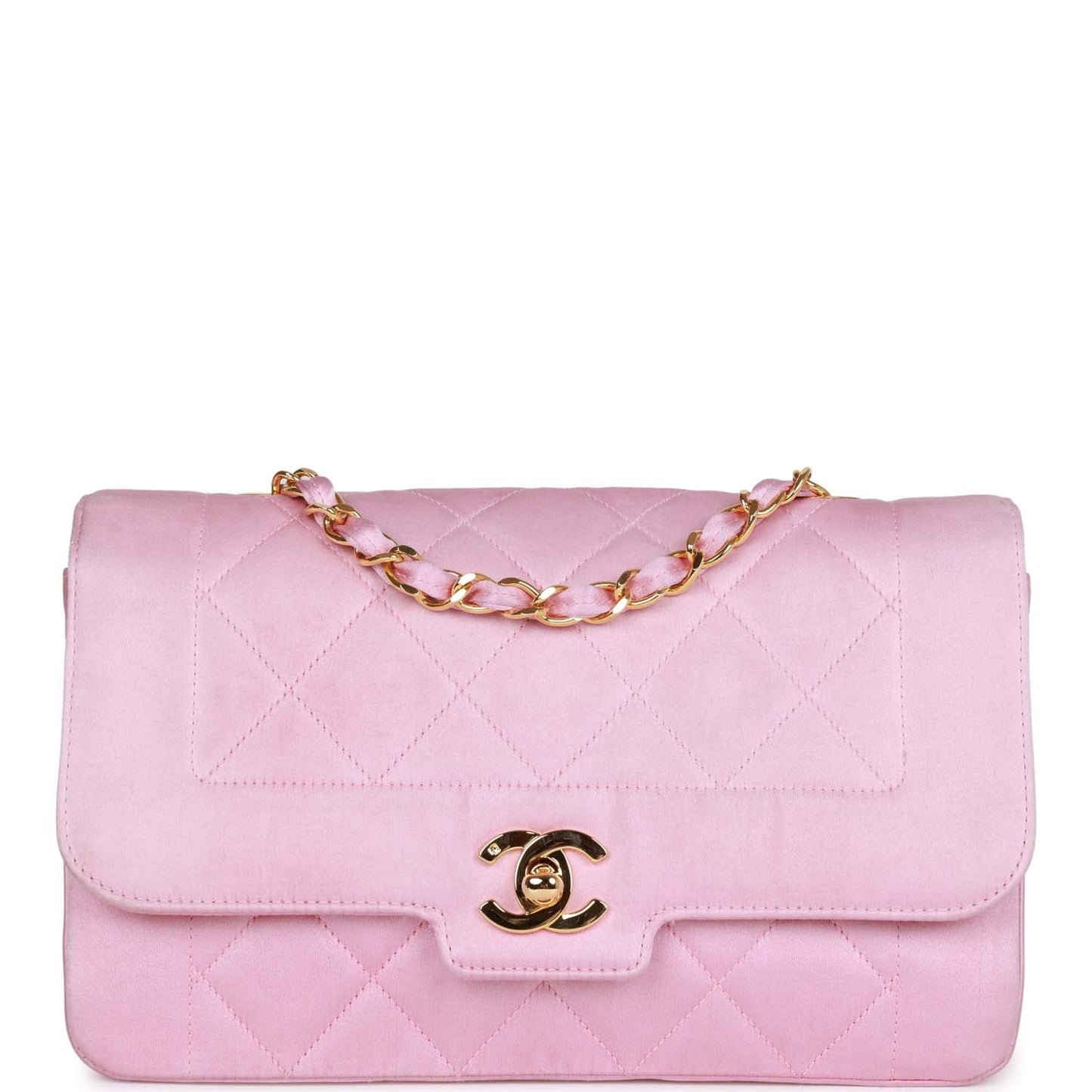 Vintage Chanel Small Flap Bag Pink Satin Gold Hardware