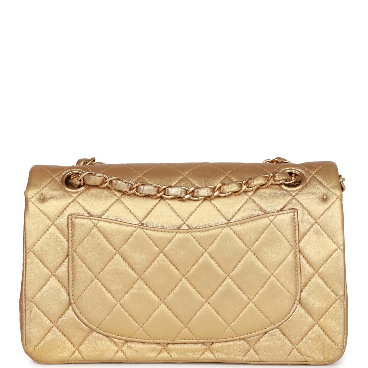 Vintage Chanel Small Classic Double Flap Bag Gold Metallic Lambskin Gold Hardware