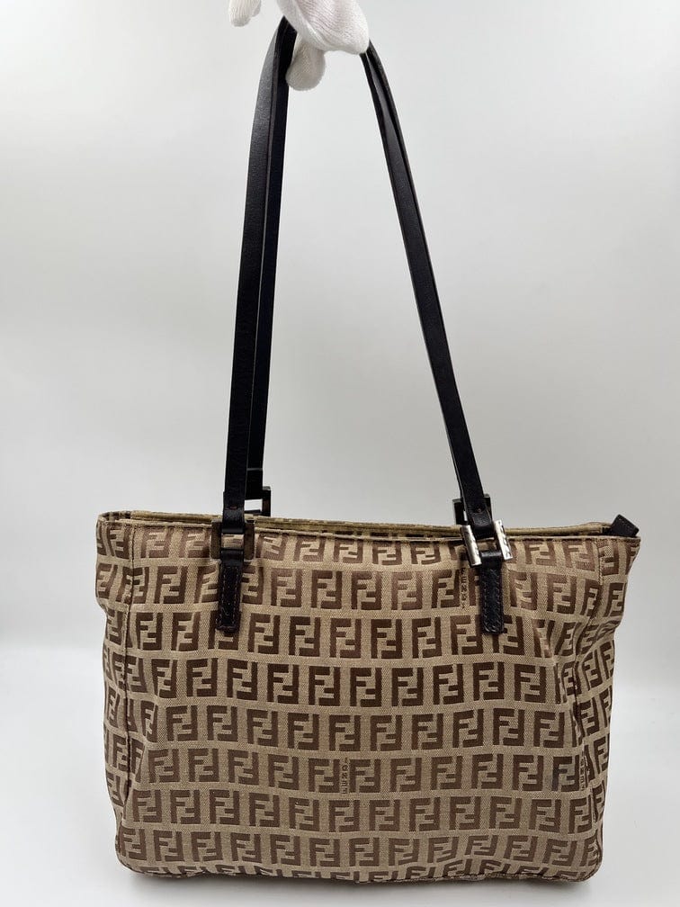 Vintage Fendi Shoulder Bag in Brown Zucca Canvas