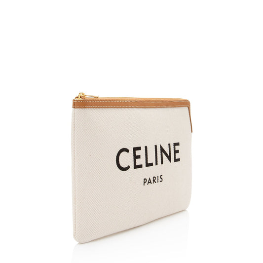 Celine Canvas Logo Zip Pouch