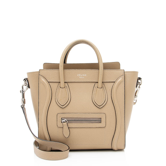 Celine Drummed Calfskin Nano Luggage Tote