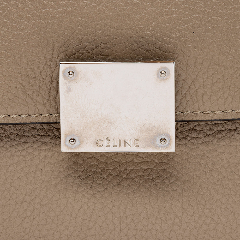 Celine Drummed Calfskin Suede Medium Trapeze Bag