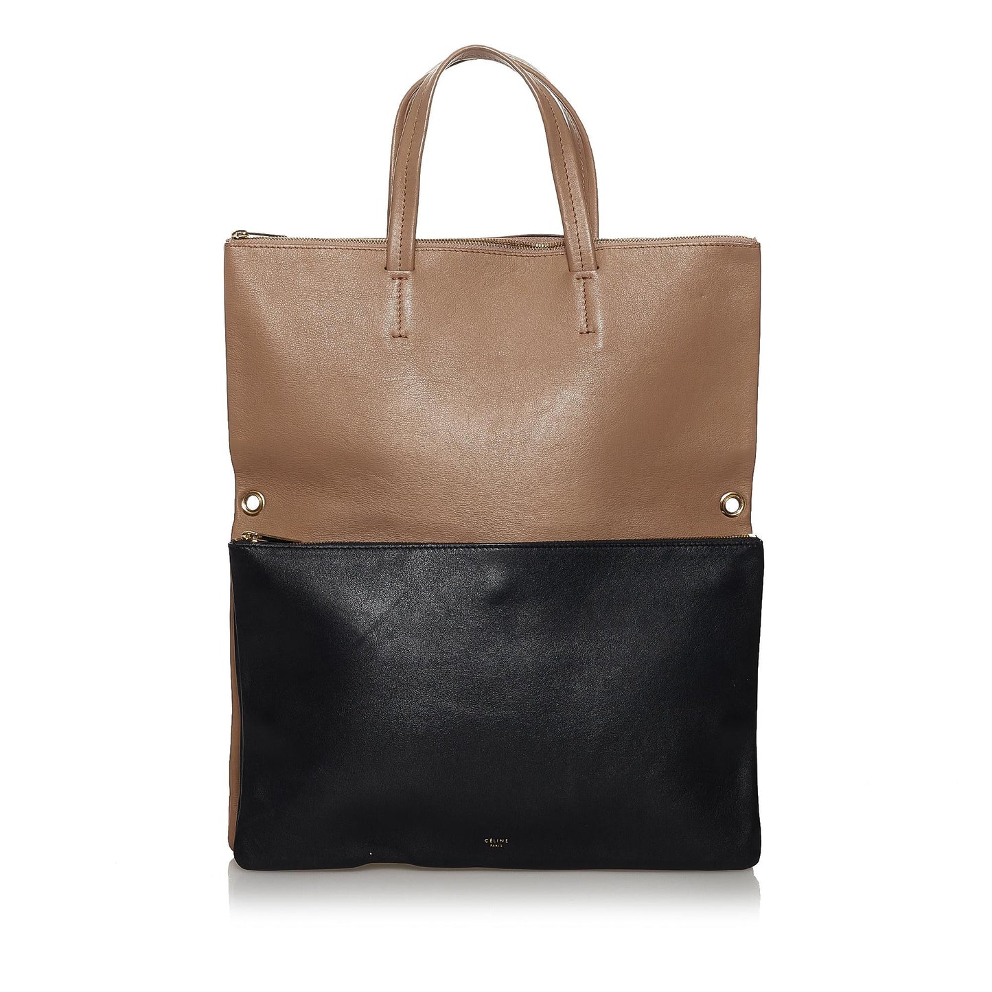 Celine Folded Cabas Leather Satchel