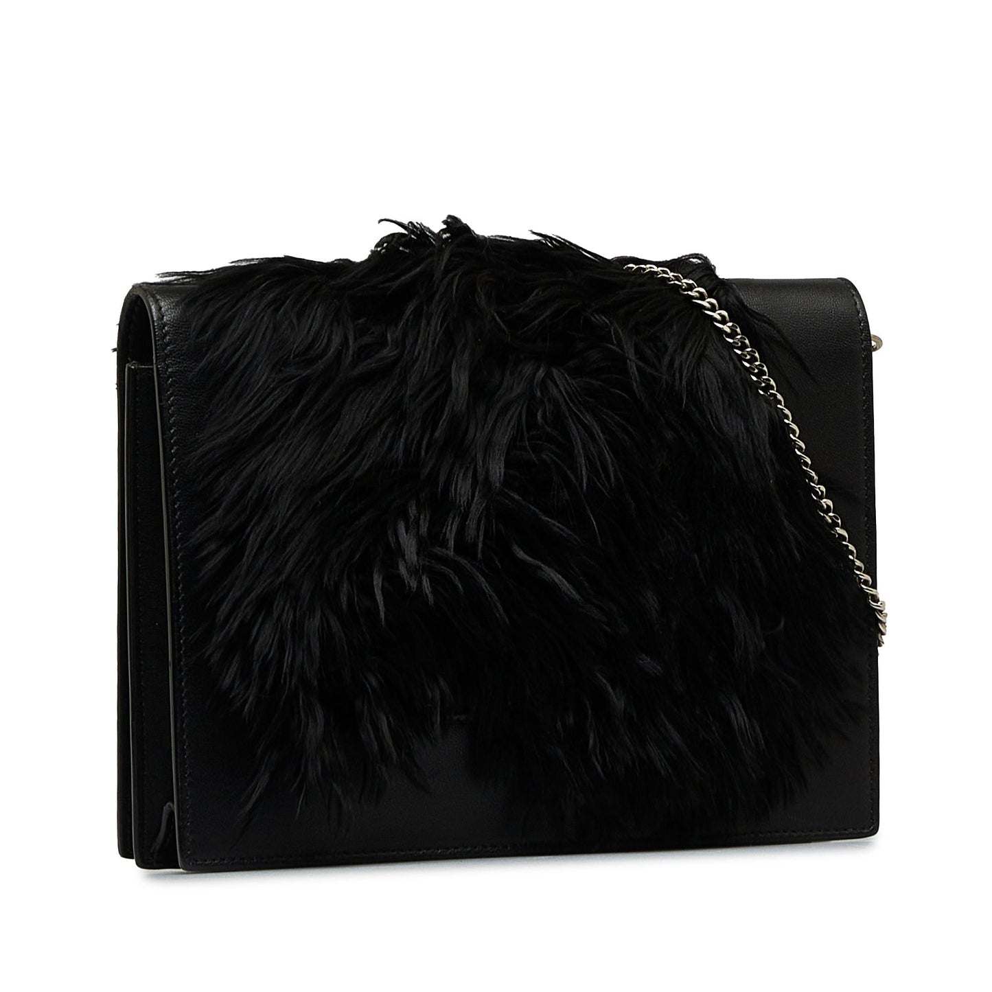 Celine Fur-Trim Frame Crossbody Bag