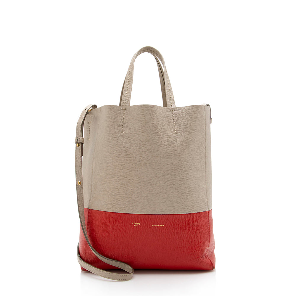 Celine Lambskin Bicolor Cabas Vertical Tote