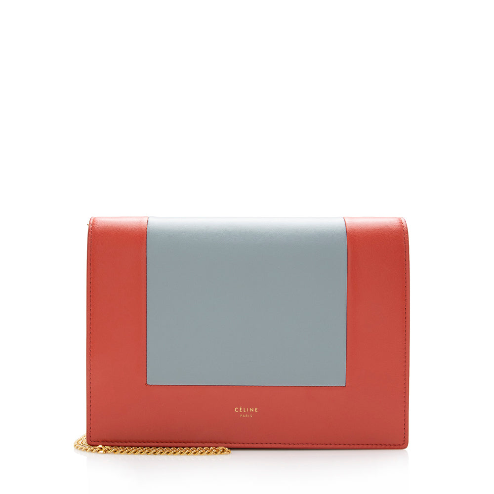 Celine Lambskin Frame Evening Clutch on Chain Crossbody Bag