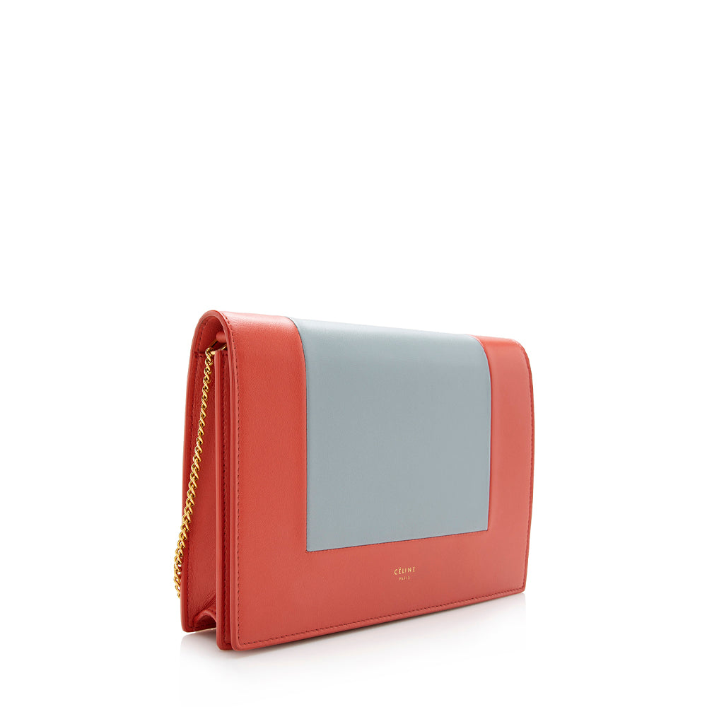 Celine Lambskin Frame Evening Clutch on Chain Crossbody Bag