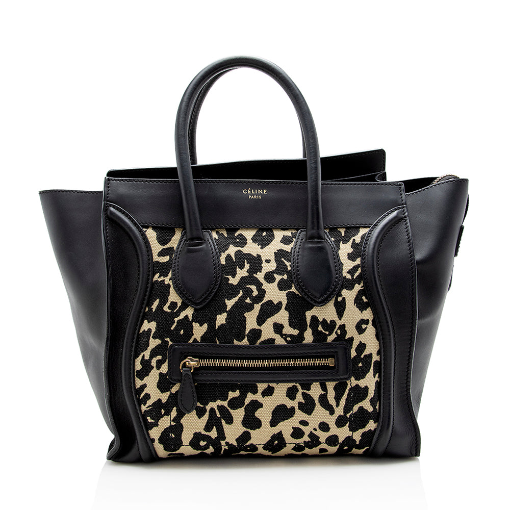 Celine Leopard Canvas Mini Luggage Tote