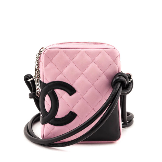 Chanel Pink & Black Calfskin Ligne Cambon Small Crossbody Bag