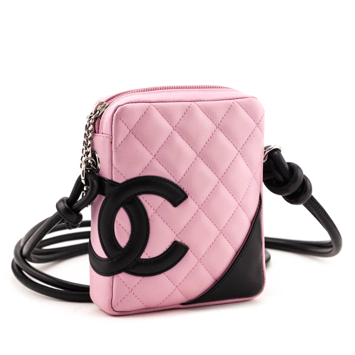 Chanel Pink & Black Calfskin Ligne Cambon Small Crossbody Bag