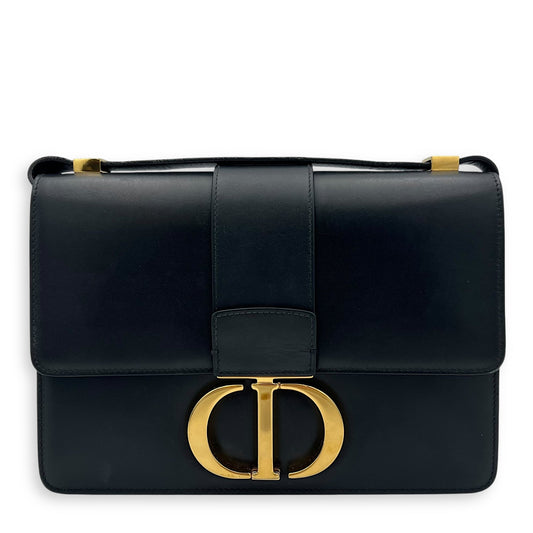 30 Montaigne Crossbody Bag Black in Calfskin, Gold hardware
