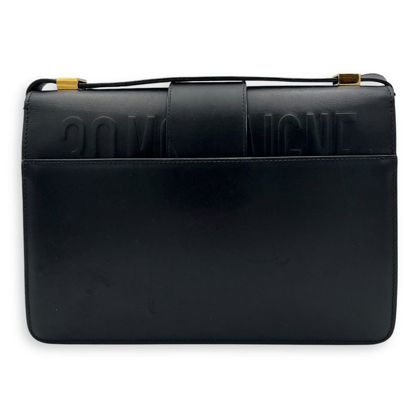 30 Montaigne Crossbody Bag Black in Calfskin, Gold hardware