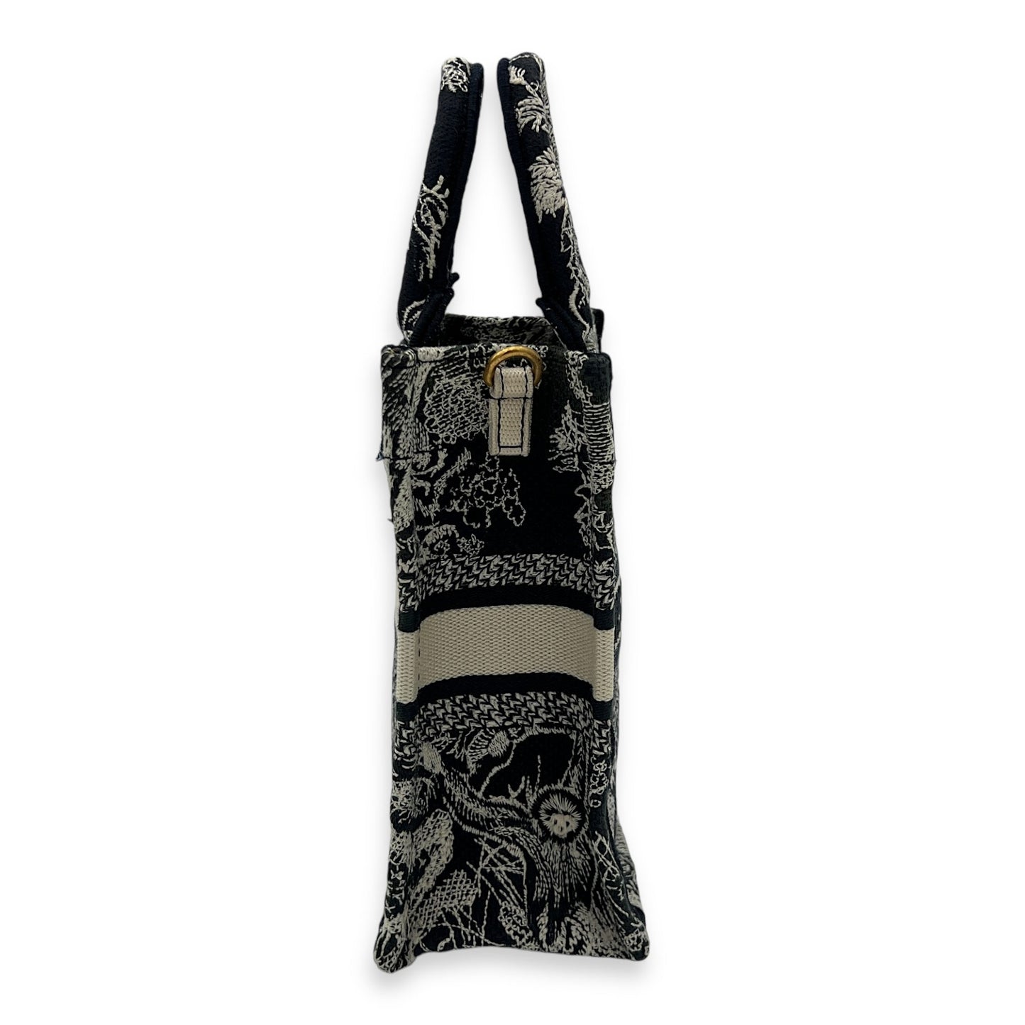 Book Tote Vertical Navy Crossbody Bag in Jacquard, Gold hardware