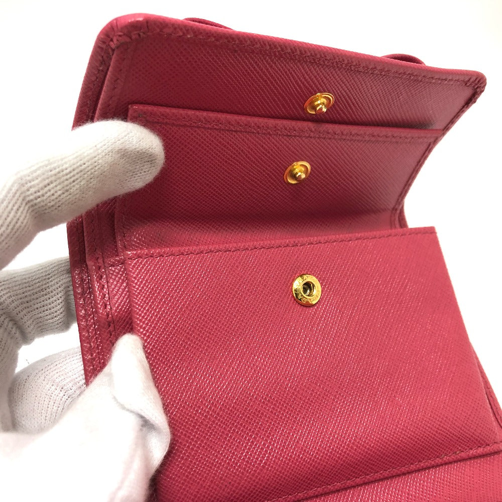 PRADA Trifold wallet 1MH840 saffiano leather pink logo ribbon Women Used