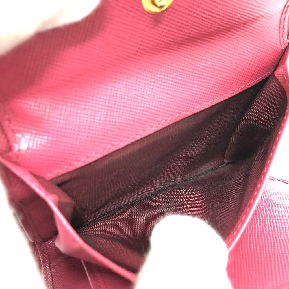PRADA Trifold wallet 1MH840 saffiano leather pink logo ribbon Women Used