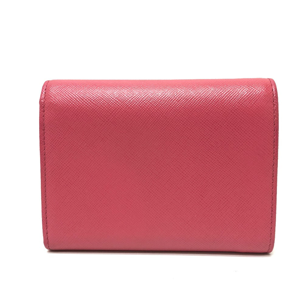 PRADA Trifold wallet 1MH840 saffiano leather pink logo ribbon Women Used