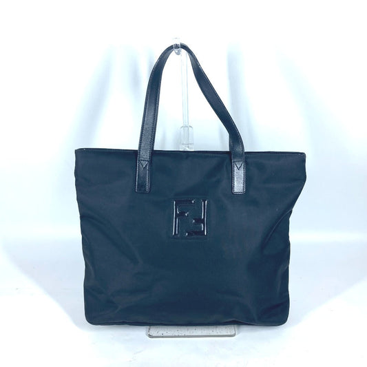 FENDI Shoulder Bag Leather / nylon black vintage FF logo