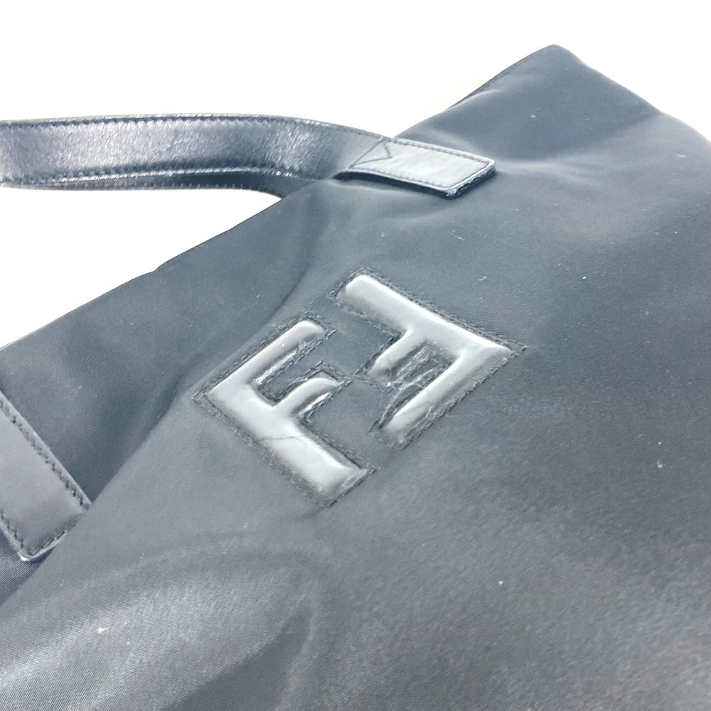 FENDI Shoulder Bag Leather / nylon black vintage FF logo