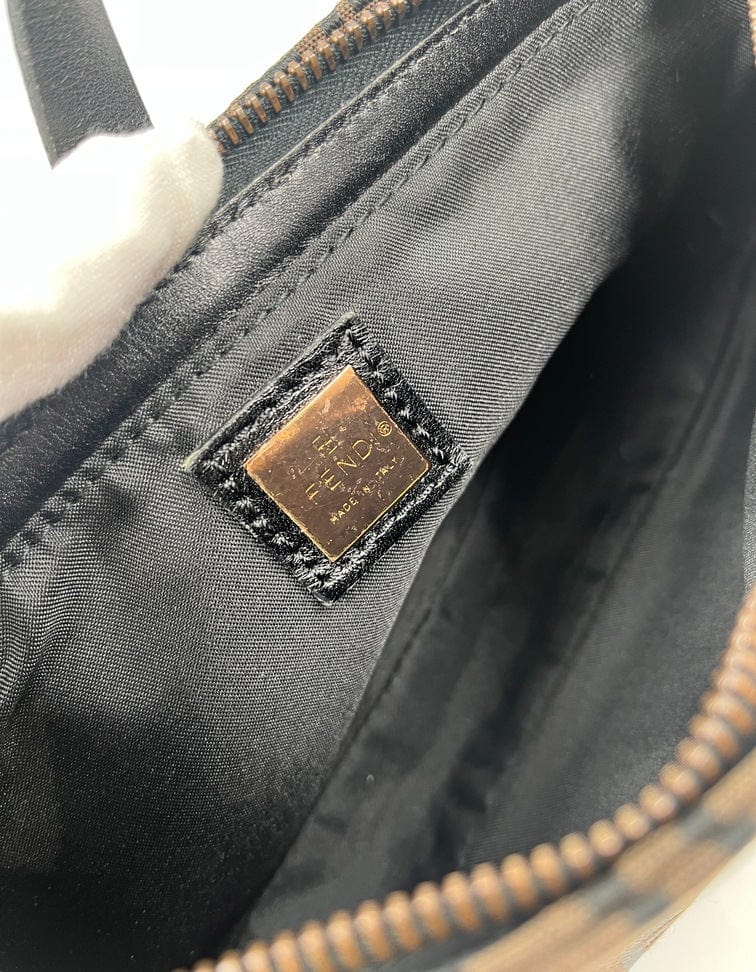 Vintage Fendi Pochette Bag in Brown Zucchino Canvas