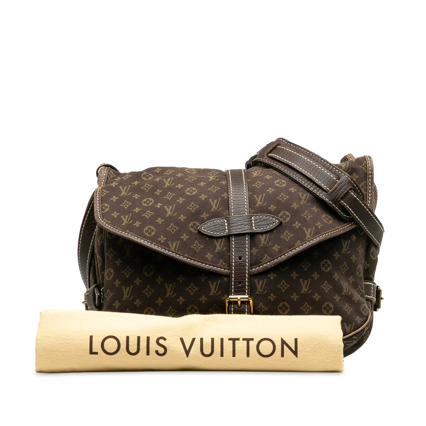 Brown Louis Vuitton Monogram Mini Lin Saumur 30 Crossbody Bag