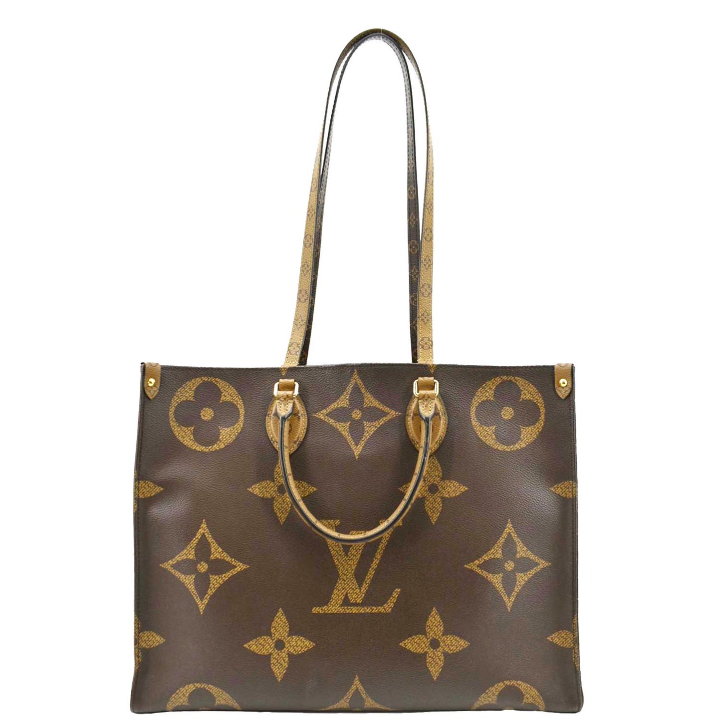 LOUIS VUITTON Onthego GM Giant Monogram Canvas Tote Shoulder Bag Brown