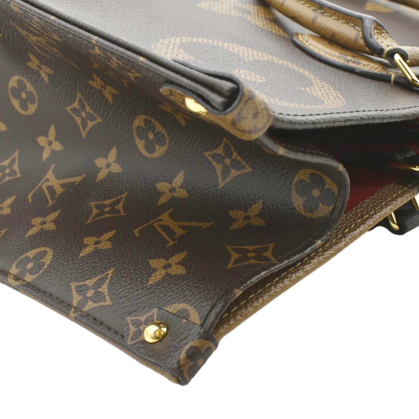 LOUIS VUITTON Onthego GM Giant Monogram Canvas Tote Shoulder Bag Brown