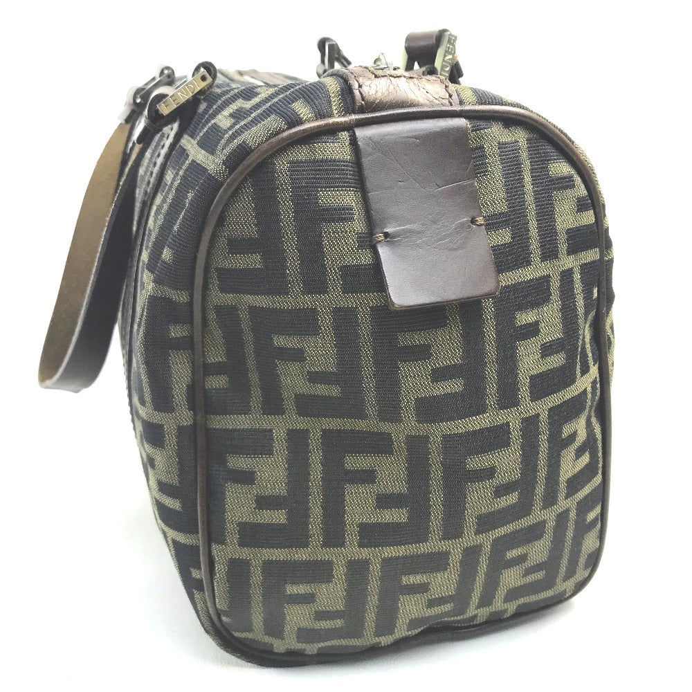 FENDI Handbag Canvas / leather Brown Zucca FF pattern Women Used