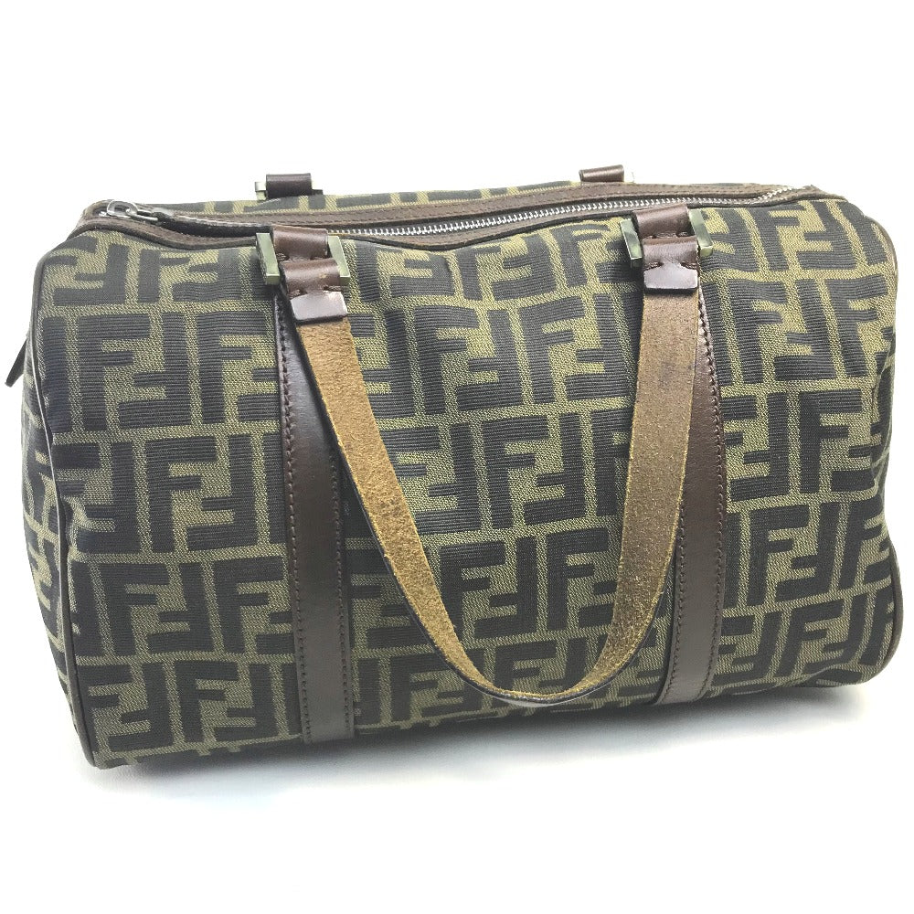 FENDI Handbag Canvas / leather Brown Zucca FF pattern Women Used