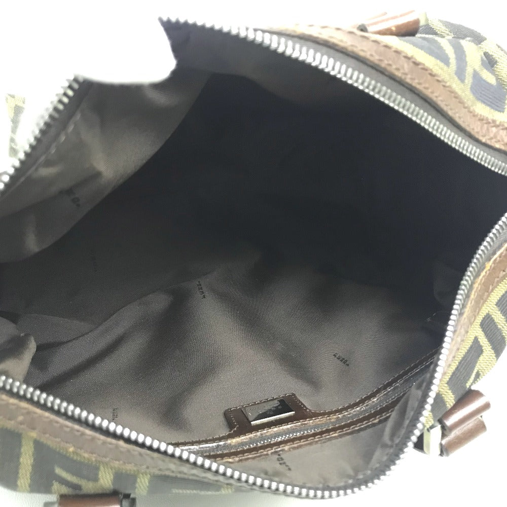 FENDI Handbag Canvas / leather Brown Zucca FF pattern Women Used