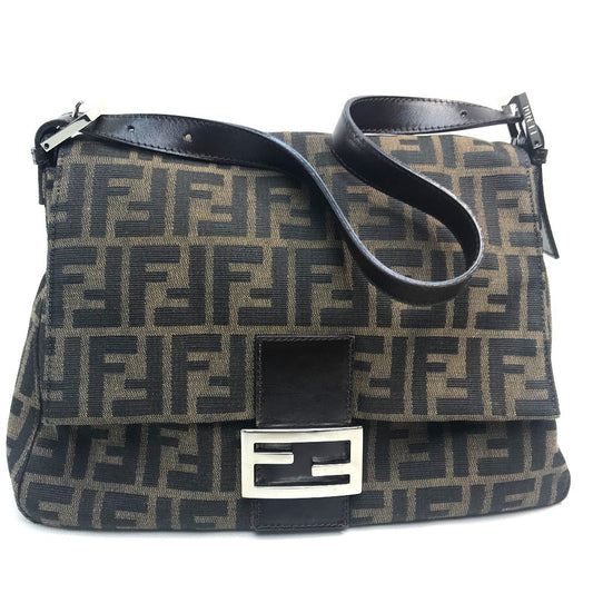 FENDI Shoulder Bag Canvas / leather Brown Zucca FF pattern Mamma Bucket Women Used