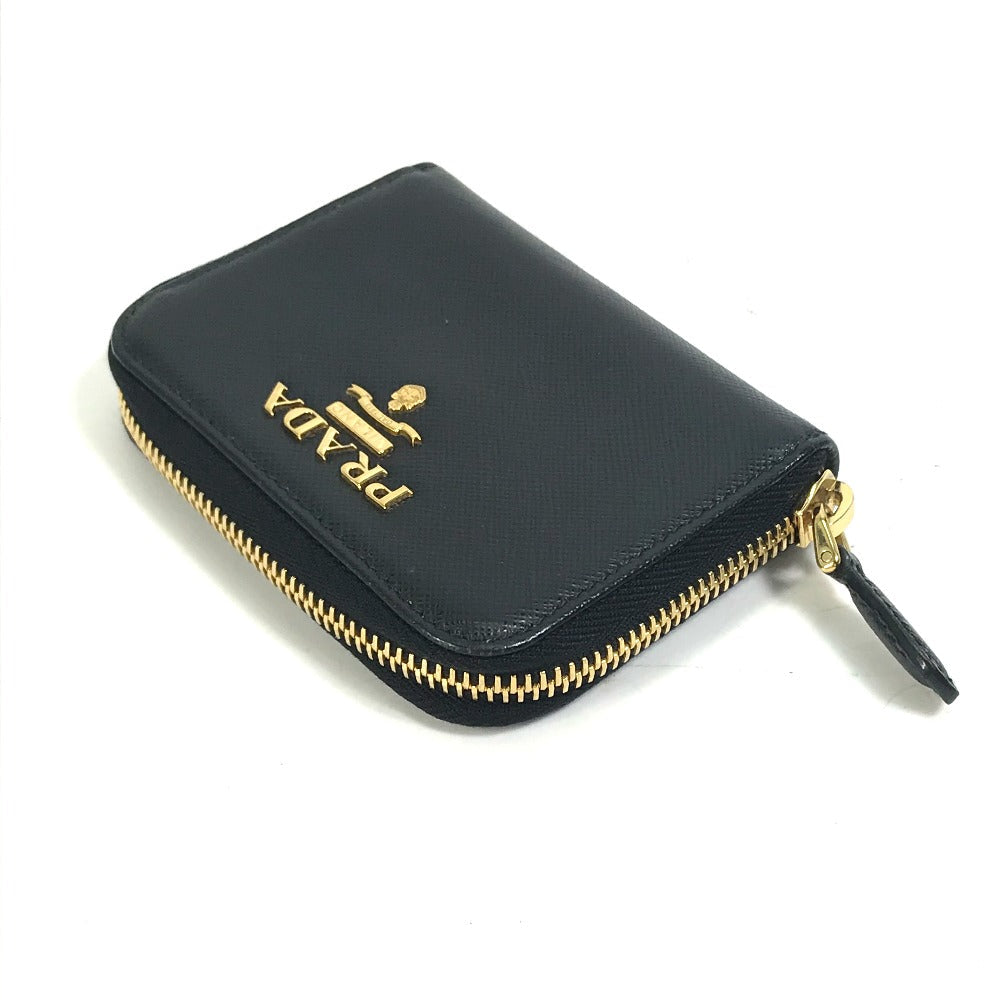 PRADA Coin case 1MM268 saffiano leather black logo Women Used